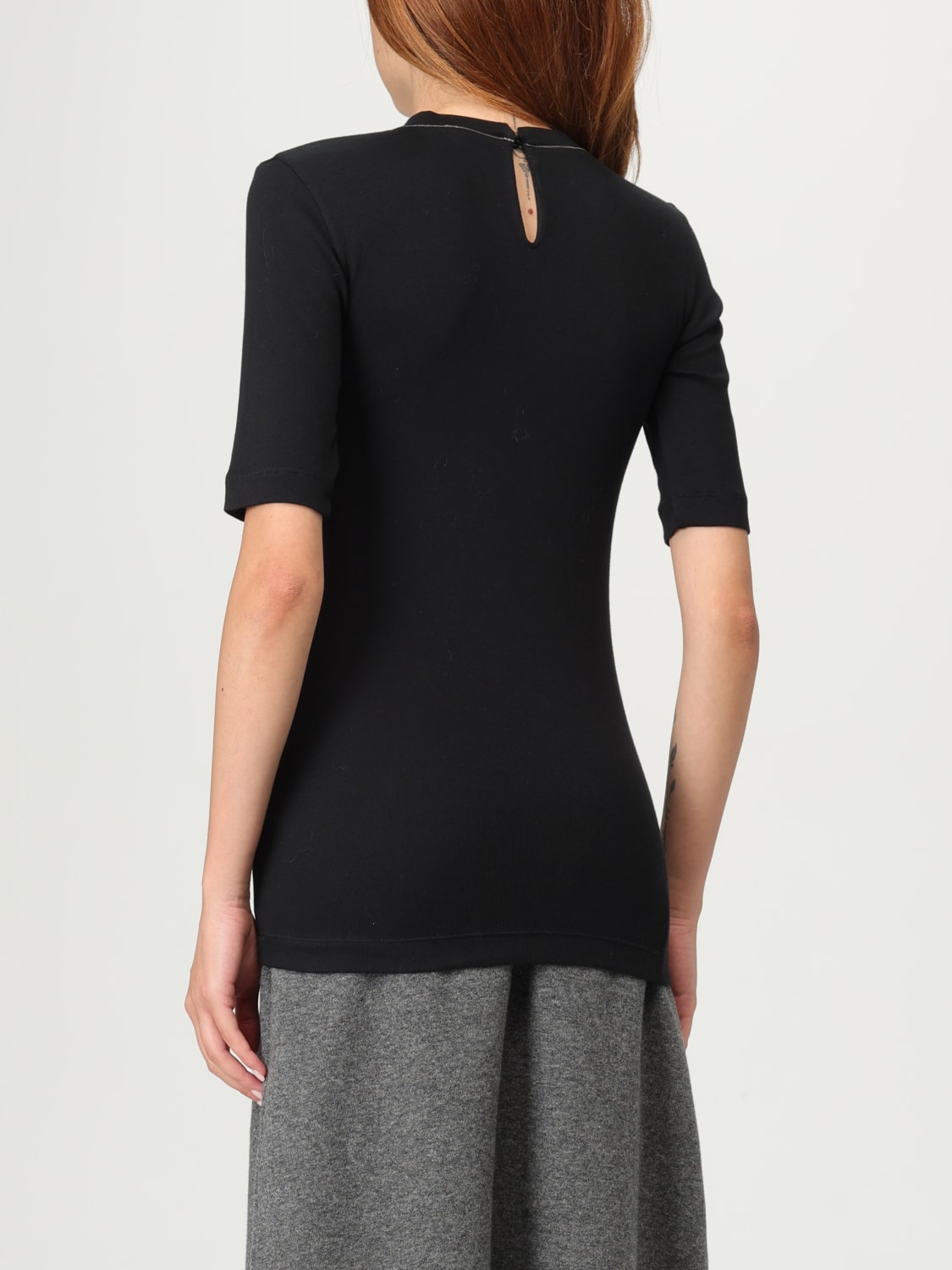 BRUNELLO CUCINELLI T-SHIRTS: T-shirt in cotone basic Brunello Cucinelli, Nero - Img 3