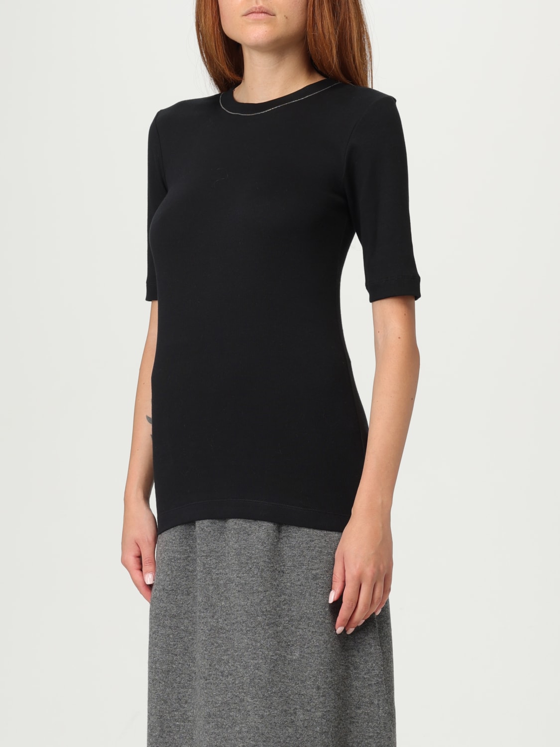 BRUNELLO CUCINELLI T-SHIRTS: T-shirt in cotone basic Brunello Cucinelli, Nero - Img 4