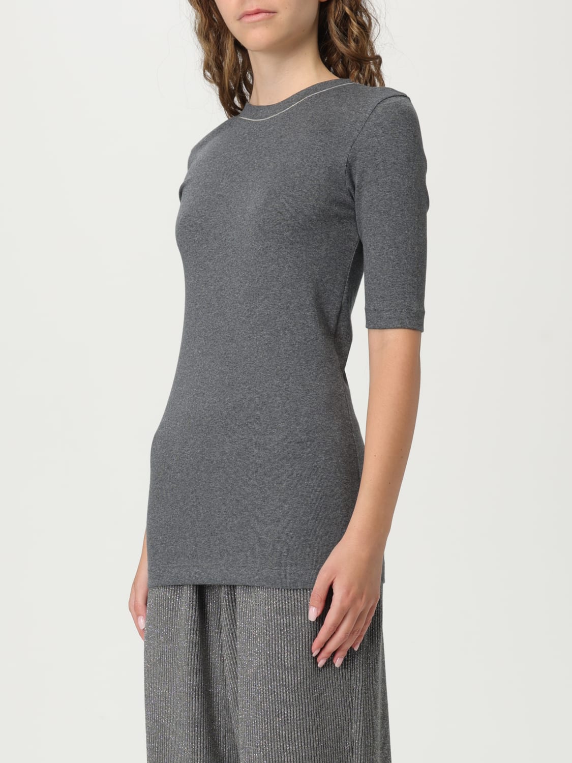 BRUNELLO CUCINELLI CAMISETA: Camiseta mujer Brunello Cucinelli, Gris - Img 4