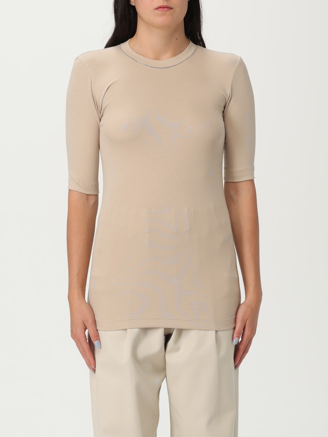 BRUNELLO CUCINELLI T-SHIRT: T-shirt woman Brunello Cucinelli, Beige - Img 1