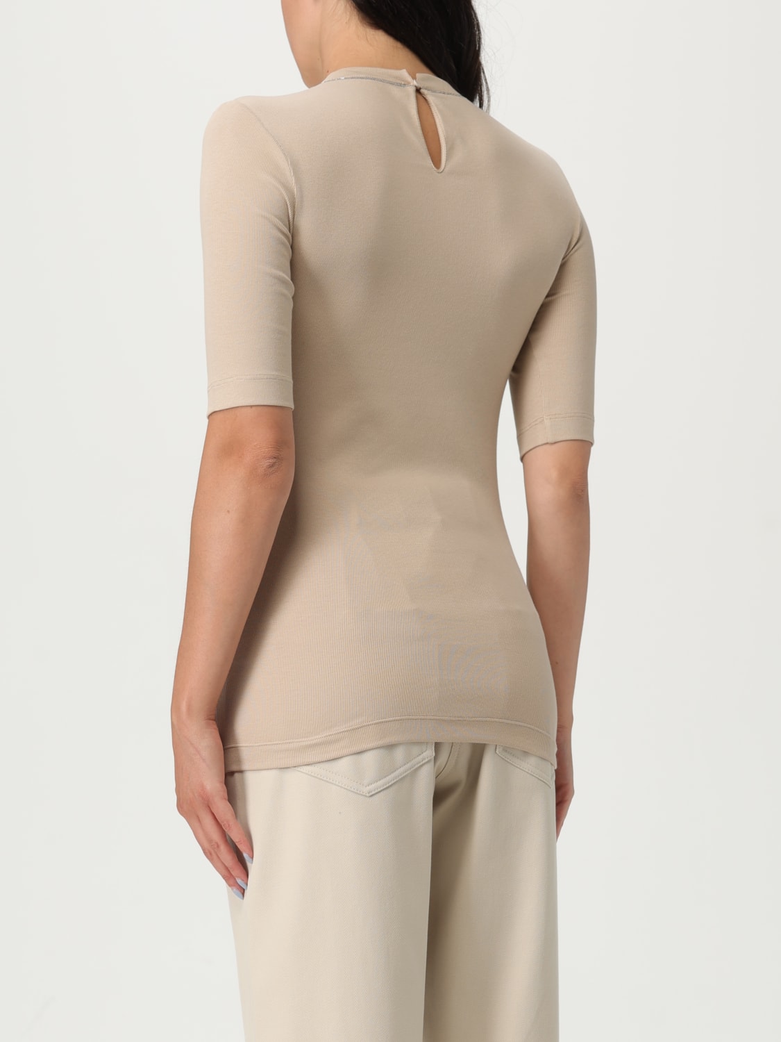 BRUNELLO CUCINELLI T-SHIRT: T-shirt woman Brunello Cucinelli, Beige - Img 3