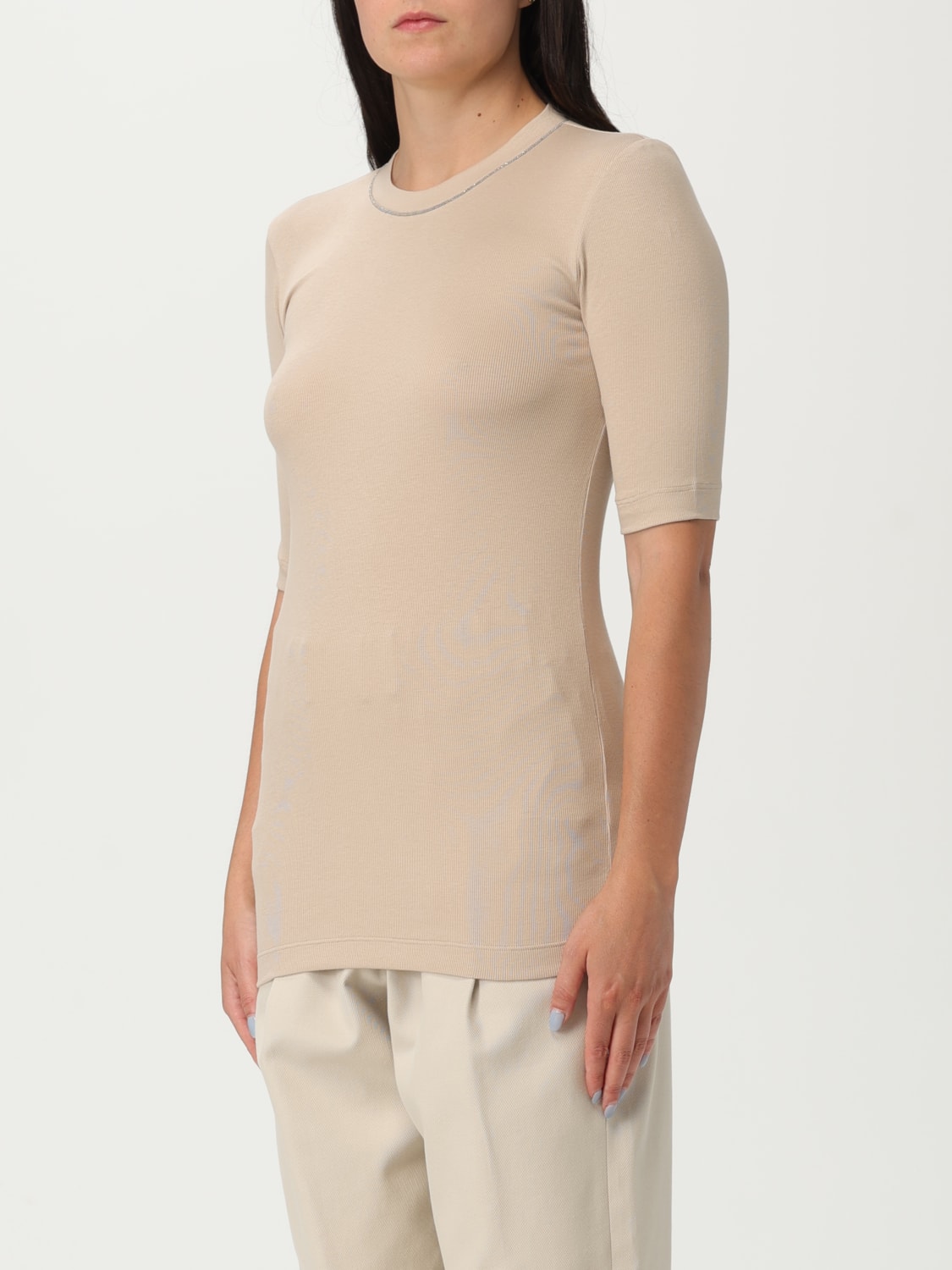 BRUNELLO CUCINELLI T-SHIRT: T-shirt woman Brunello Cucinelli, Beige - Img 4