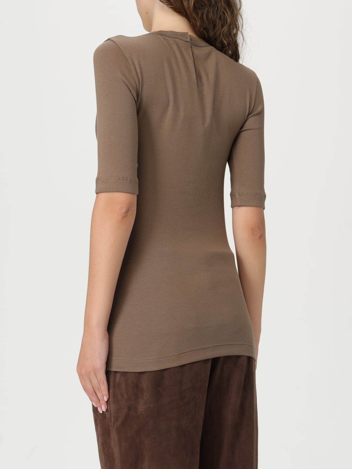 BRUNELLO CUCINELLI T恤: T恤 女士 Brunello Cucinelli, 棕色 - Img 3