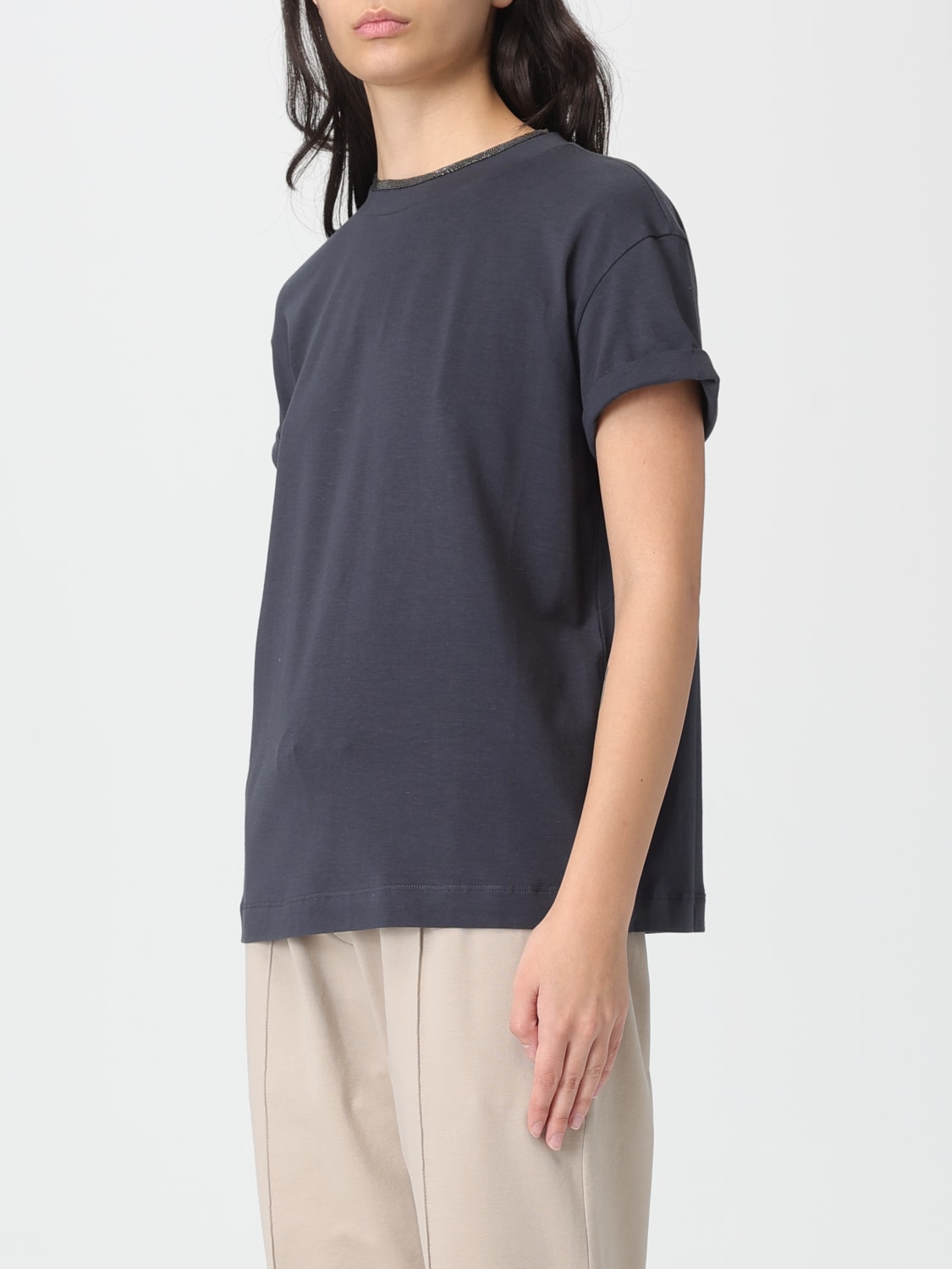 BRUNELLO CUCINELLI T-SHIRT: T-shirt woman Brunello Cucinelli, Blue - Img 3