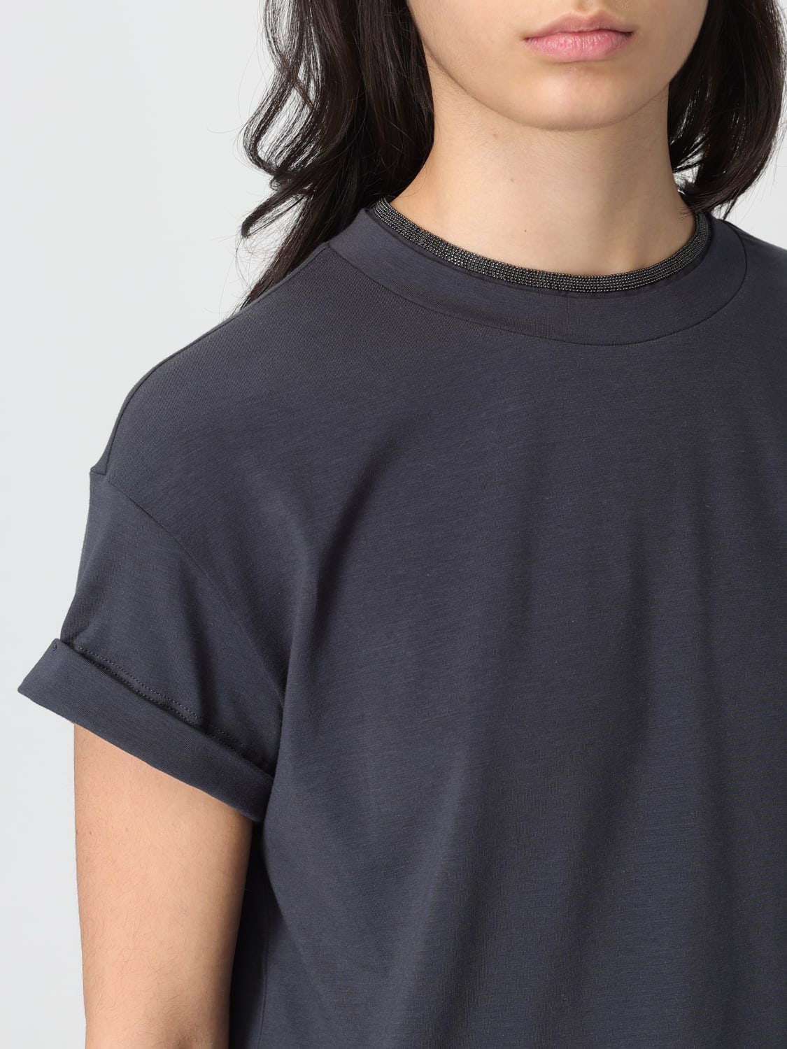 BRUNELLO CUCINELLI T-SHIRT: T-shirt woman Brunello Cucinelli, Blue - Img 4