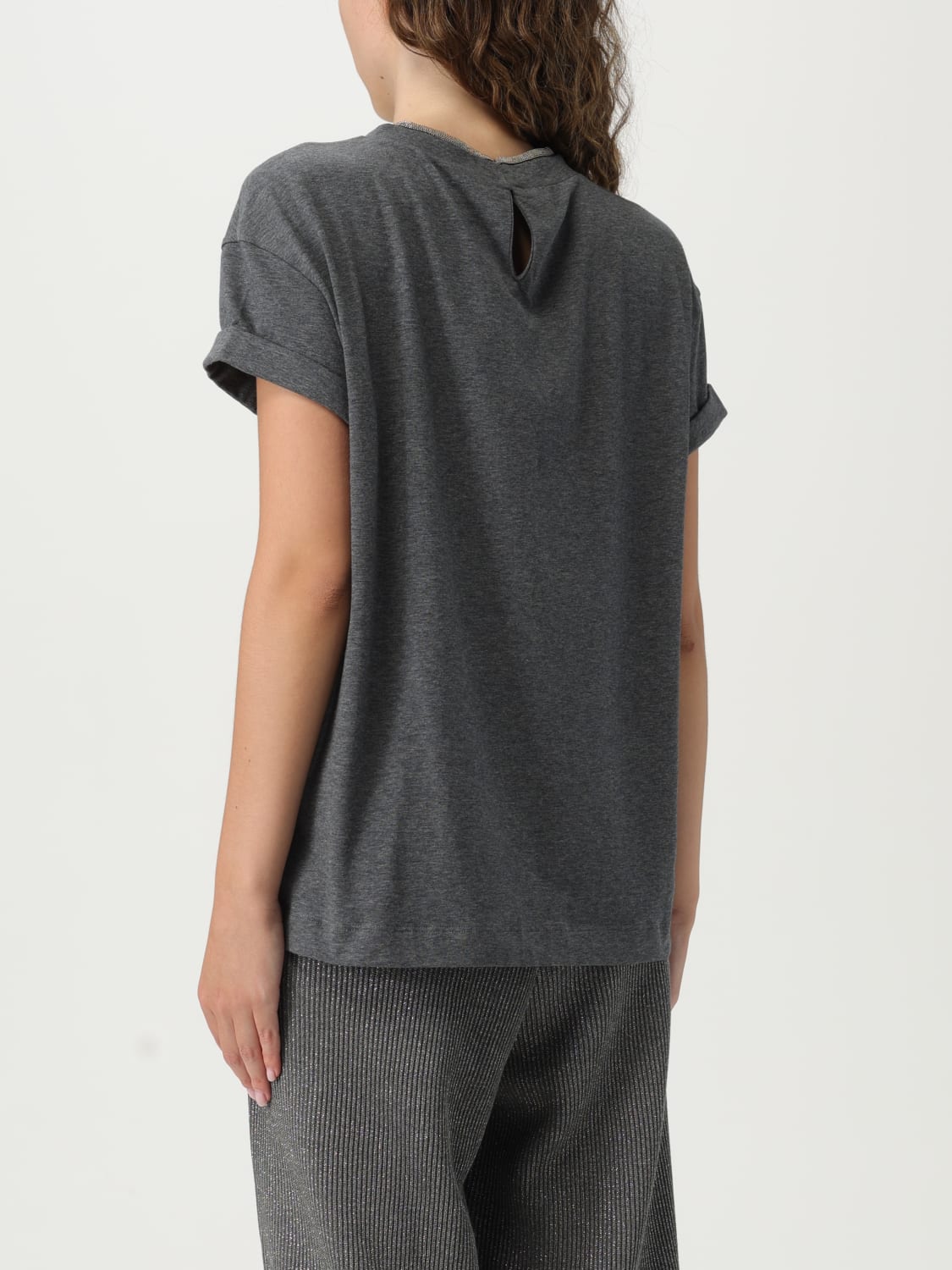 BRUNELLO CUCINELLI CAMISETA: Camiseta mujer Brunello Cucinelli, Gris - Img 3