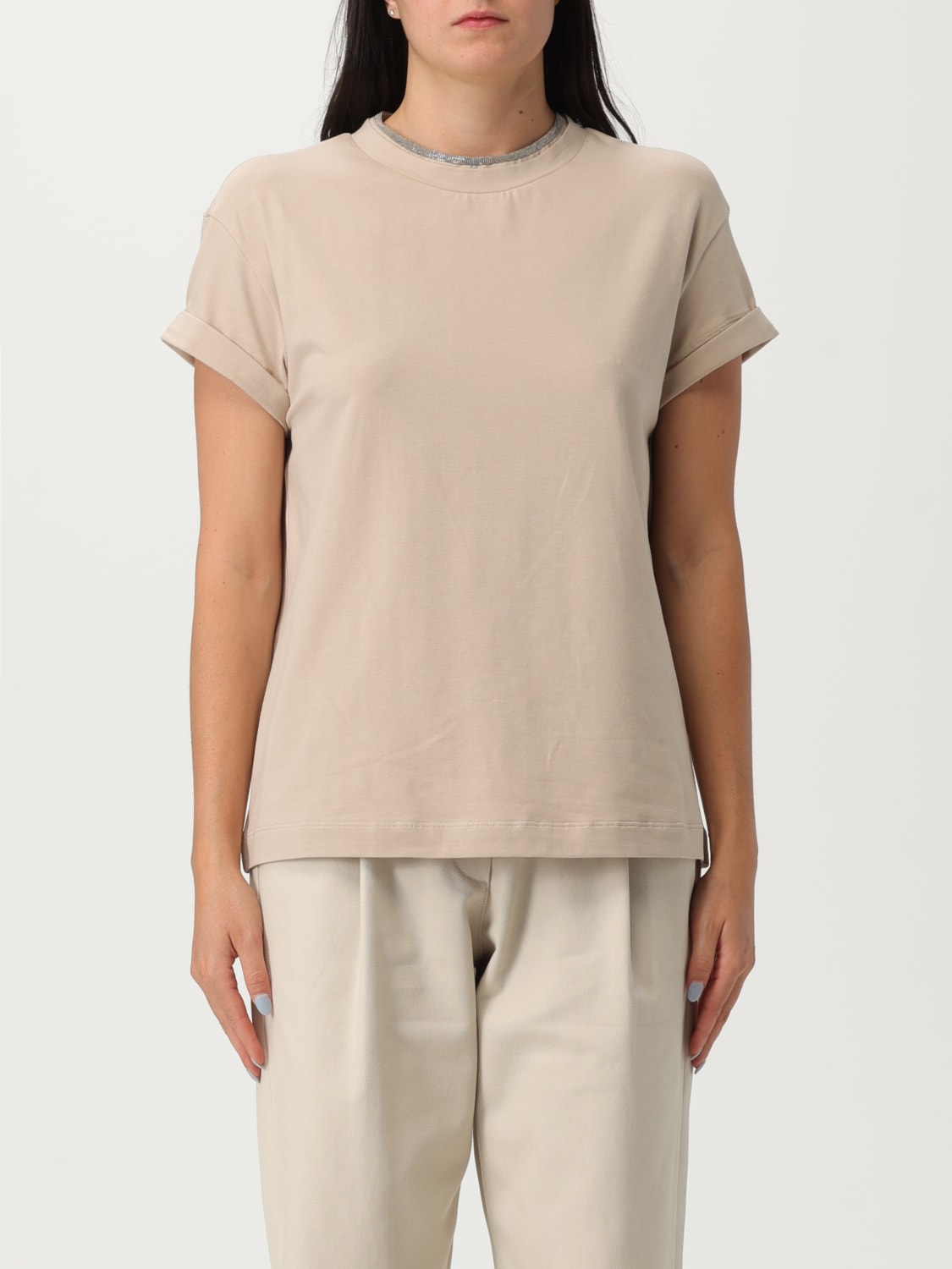 BRUNELLO CUCINELLI CAMISETA: Camiseta mujer Brunello Cucinelli, Beige - Img 1