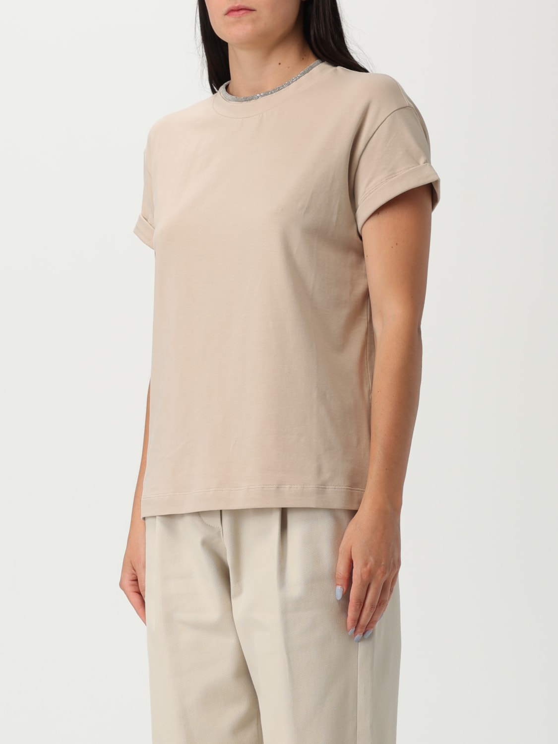 BRUNELLO CUCINELLI CAMISETA: Camiseta mujer Brunello Cucinelli, Beige - Img 4