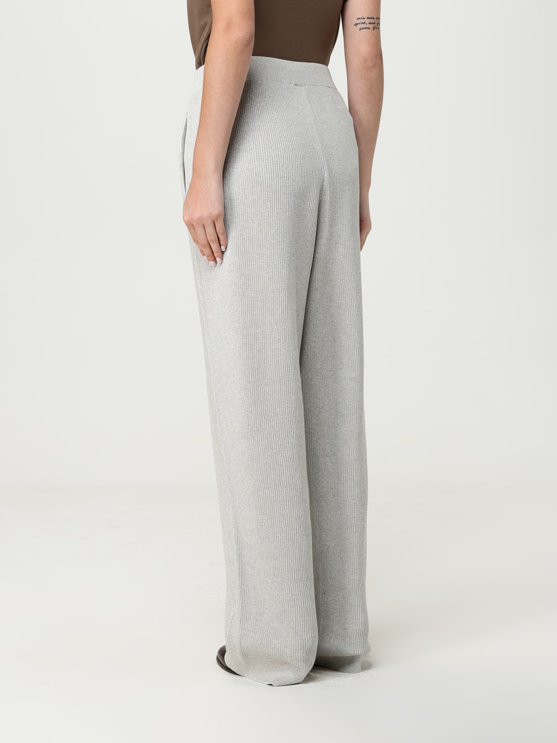 BRUNELLO CUCINELLI PANTALONI: Pantalone Brunello Cucinelli in misto cotone lurex , Grigio Topo - Img 3