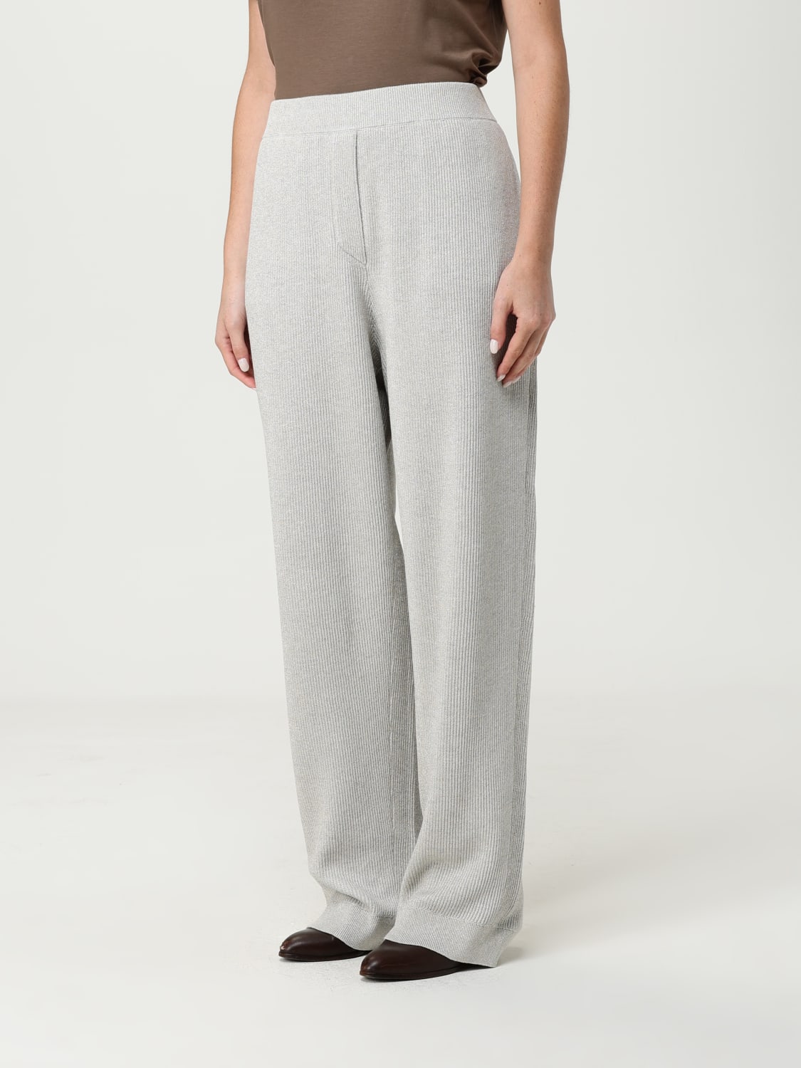 BRUNELLO CUCINELLI PANTALONI: Pantalone Brunello Cucinelli in misto cotone lurex , Grigio Topo - Img 4