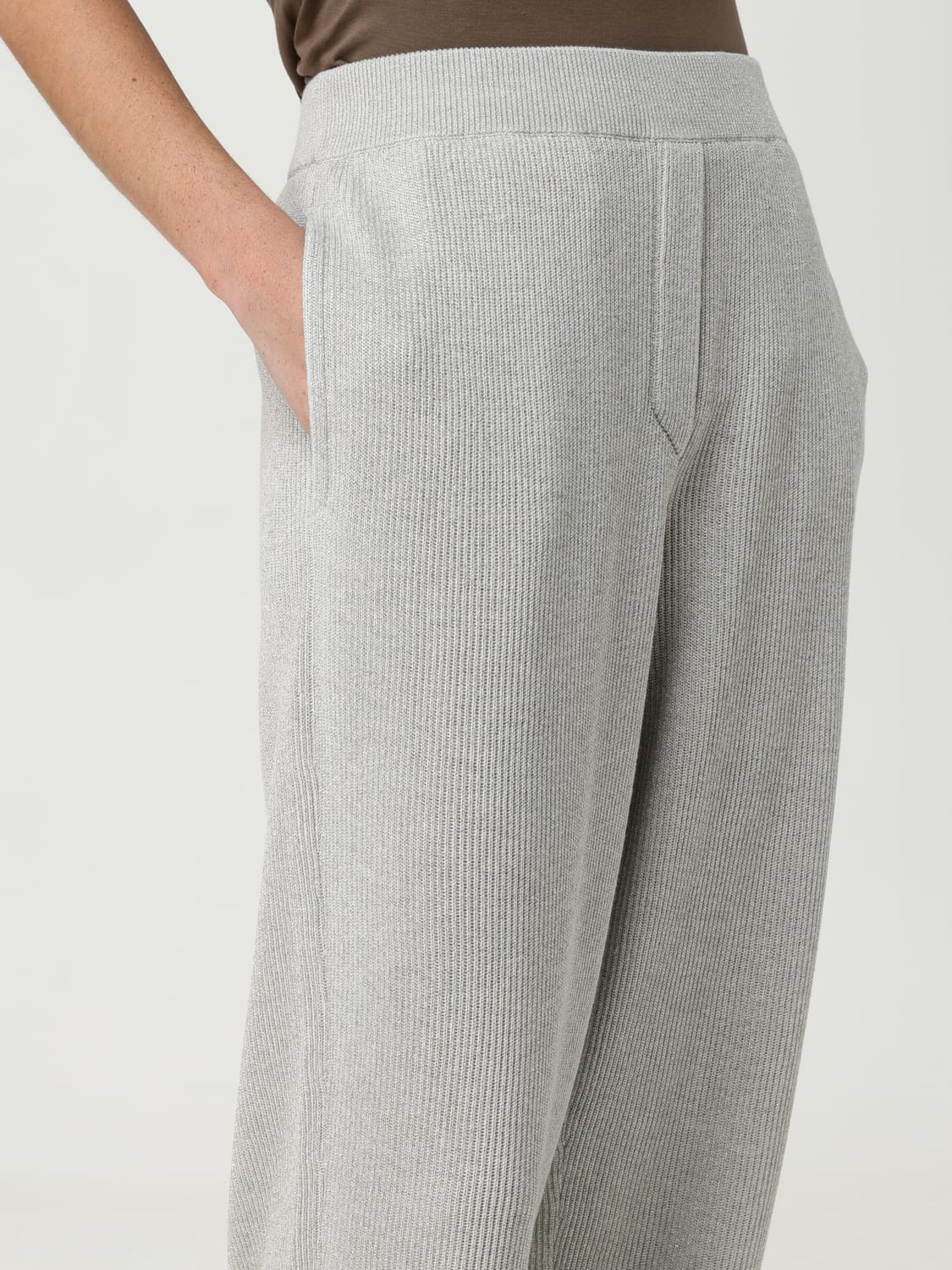 BRUNELLO CUCINELLI PANTALONI: Pantalone Brunello Cucinelli in misto cotone lurex , Grigio Topo - Img 5