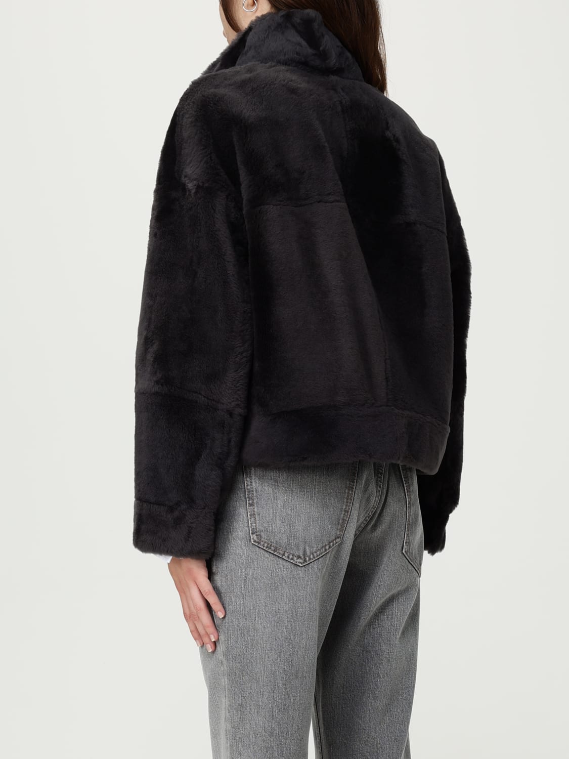 BRUNELLO CUCINELLI ABRIGO DE PIEL: Chaqueta mujer Brunello Cucinelli, Gris - Img 3