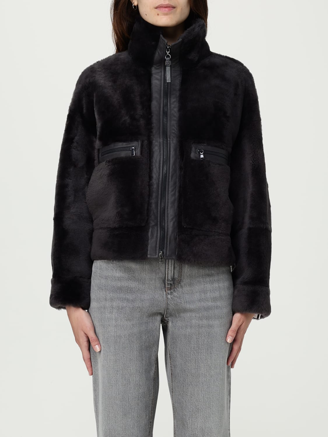 BRUNELLO CUCINELLI ABRIGO DE PIEL: Chaqueta mujer Brunello Cucinelli, Gris - Img 4