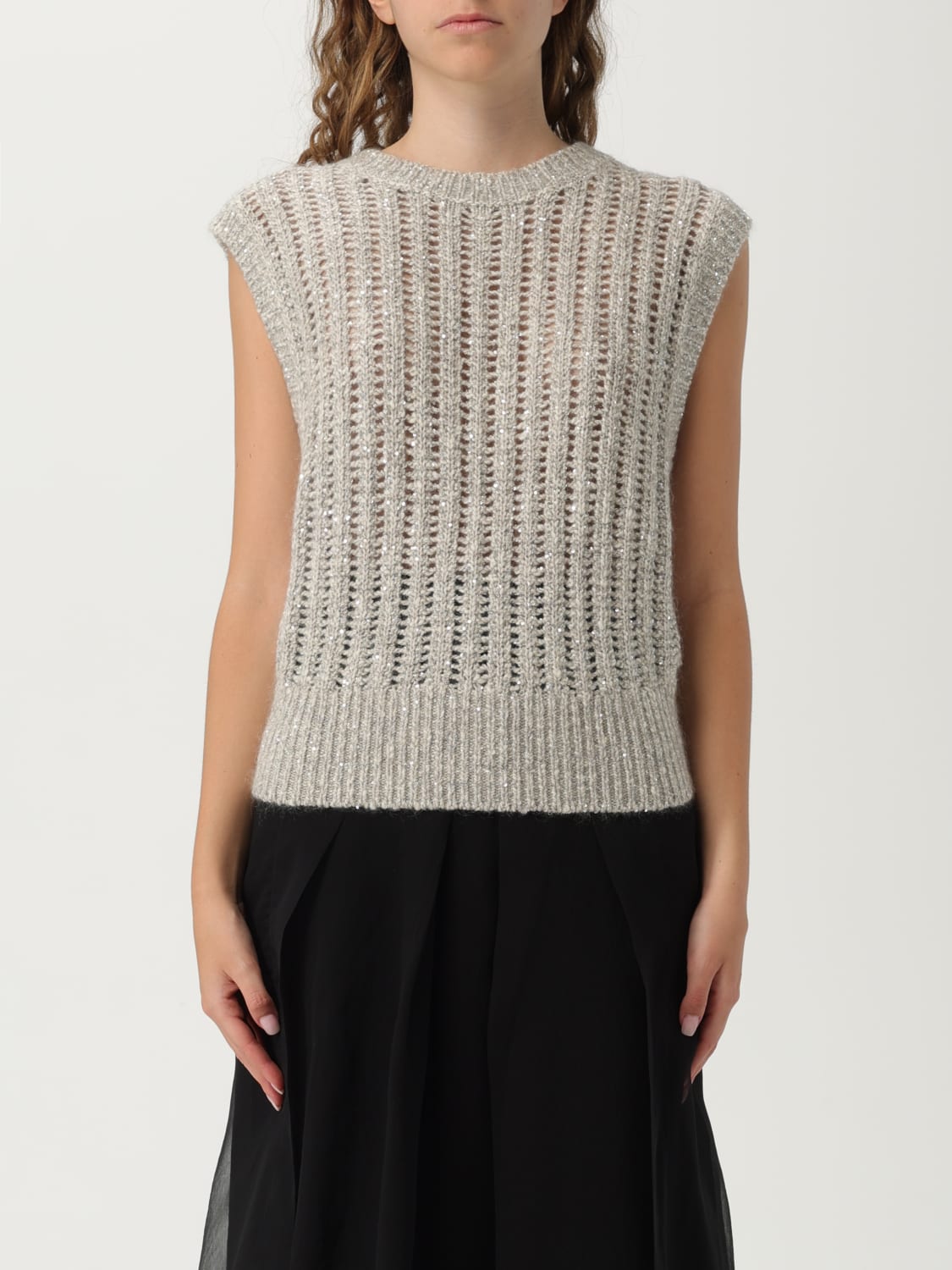 BRUNELLO CUCINELLI GILET: Pull femme Brunello Cucinelli, Perle - Img 1