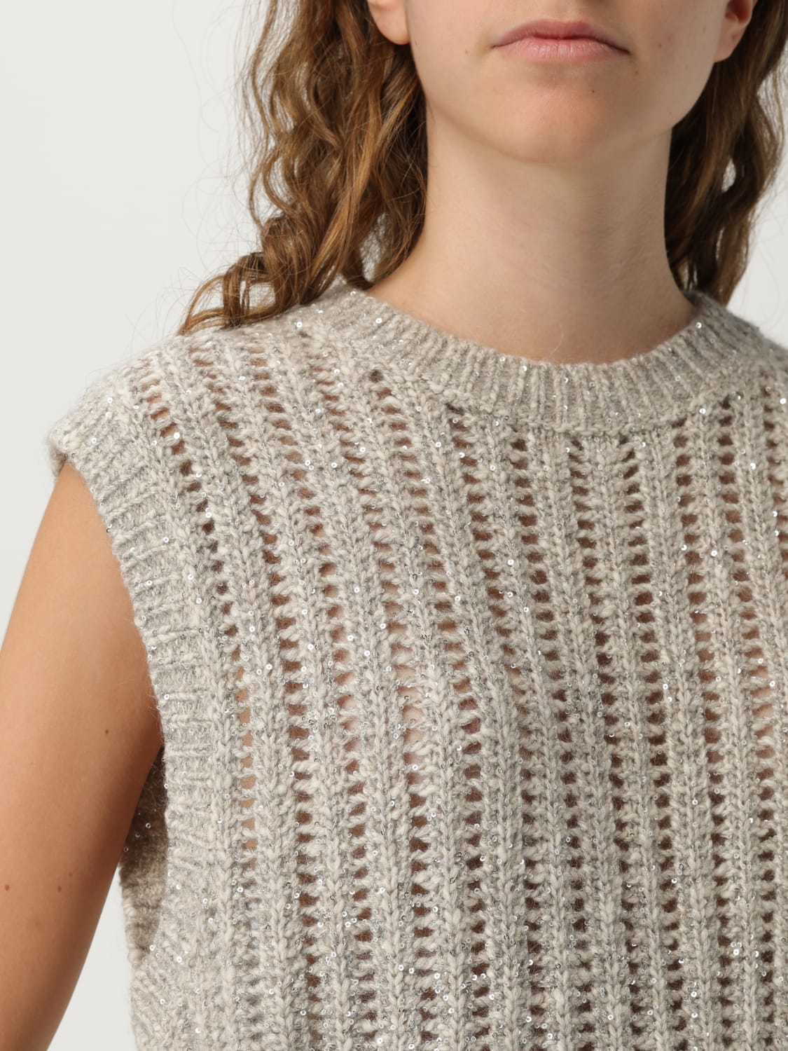BRUNELLO CUCINELLI GILET: Pull femme Brunello Cucinelli, Perle - Img 5