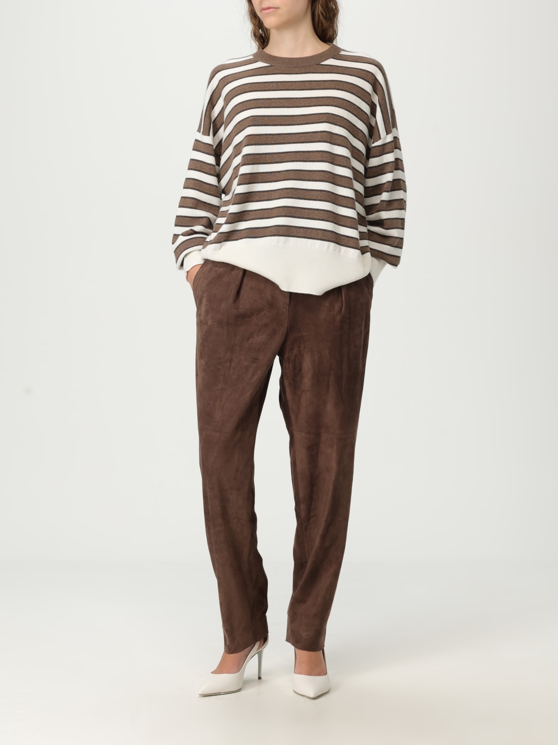 BRUNELLO CUCINELLI PULL: Pull femme Brunello Cucinelli, Marron - Img 2