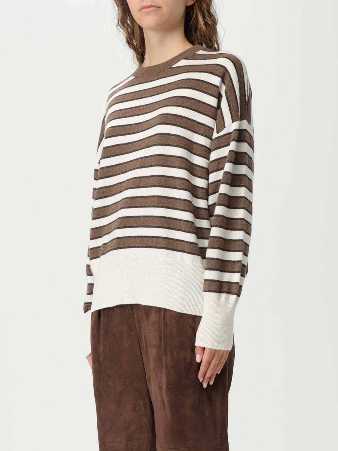 BRUNELLO CUCINELLI PULL: Pull femme Brunello Cucinelli, Marron - Img 4