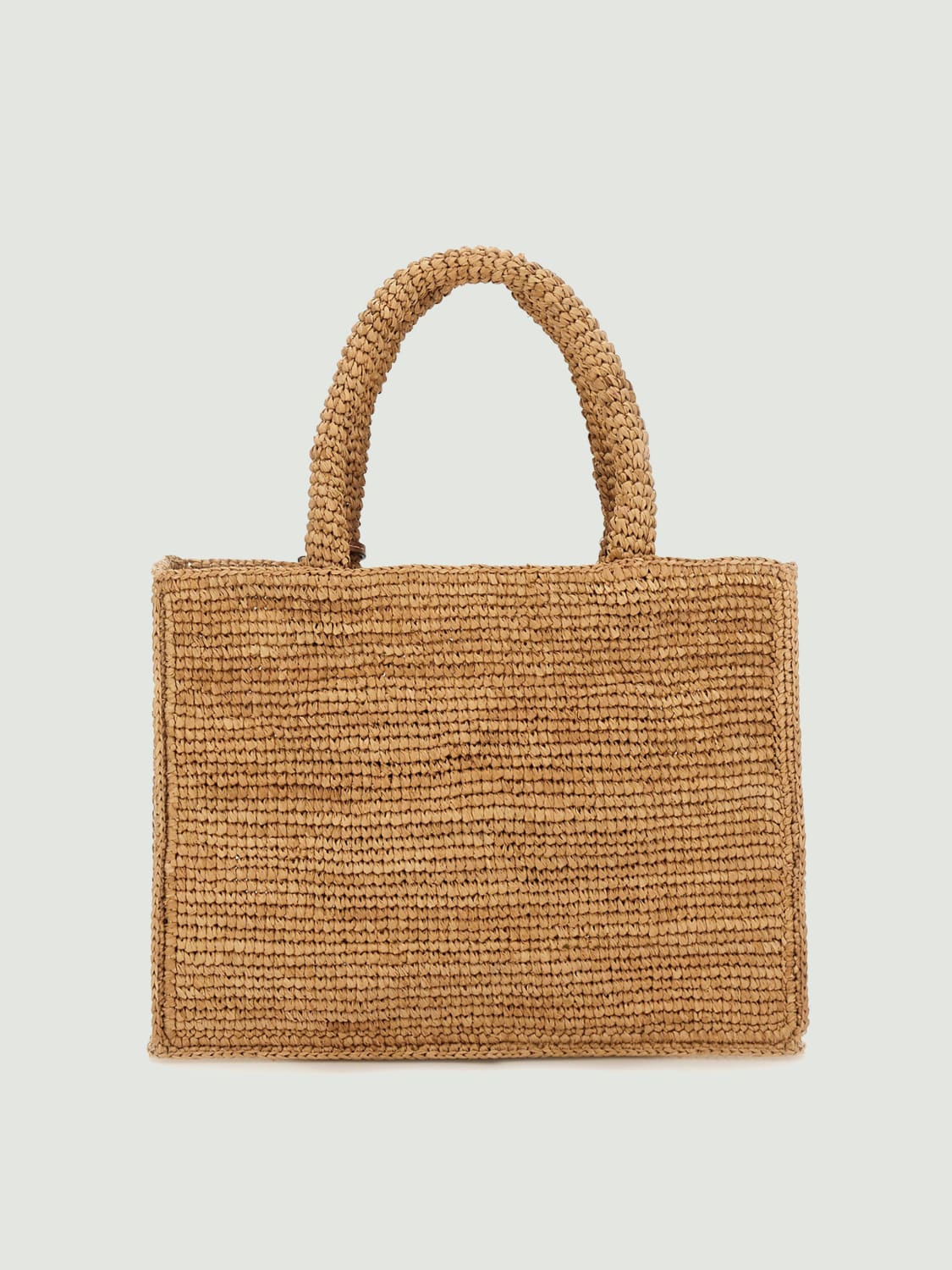 MANEBI BORSA A TRACOLLA: Borse a mano tote piccola in rafia Manebi, Marrone - Img 2