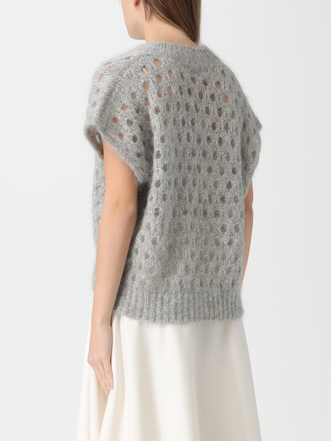 BRUNELLO CUCINELLI 毛衣: 毛衣 女士 Brunello Cucinelli, 蓝色 - Img 3