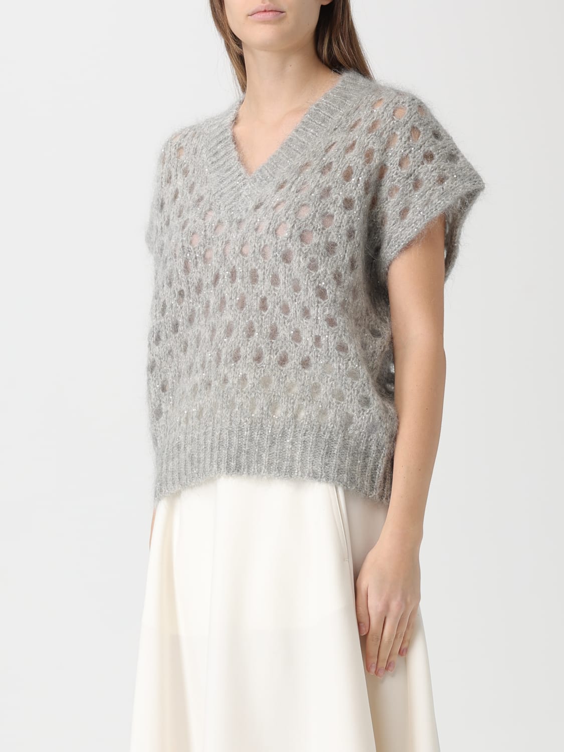 BRUNELLO CUCINELLI 毛衣: 毛衣 女士 Brunello Cucinelli, 蓝色 - Img 4