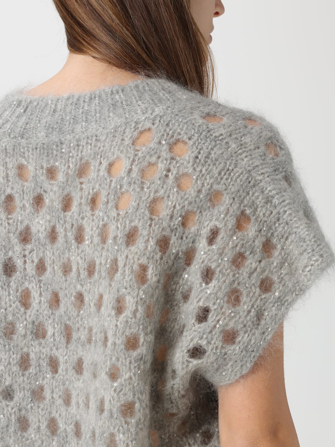 BRUNELLO CUCINELLI 毛衣: 毛衣 女士 Brunello Cucinelli, 蓝色 - Img 5