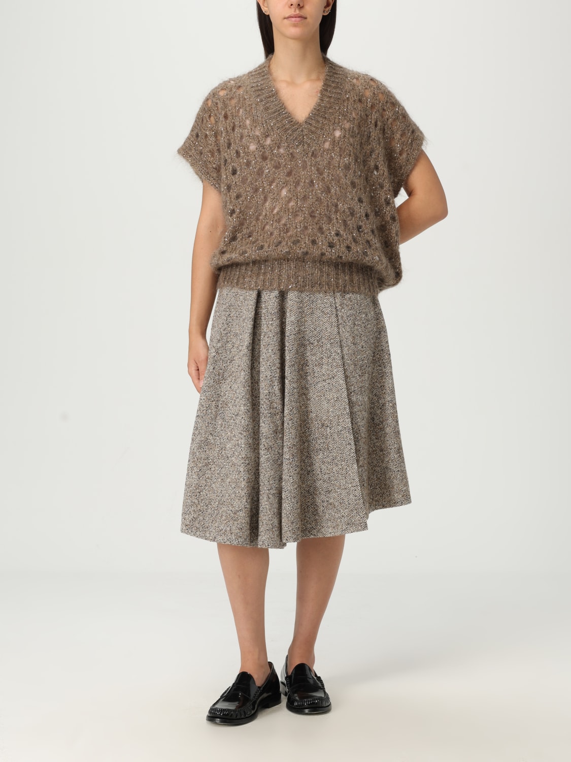 BRUNELLO CUCINELLI PULL: Pull femme Brunello Cucinelli, Beige - Img 2