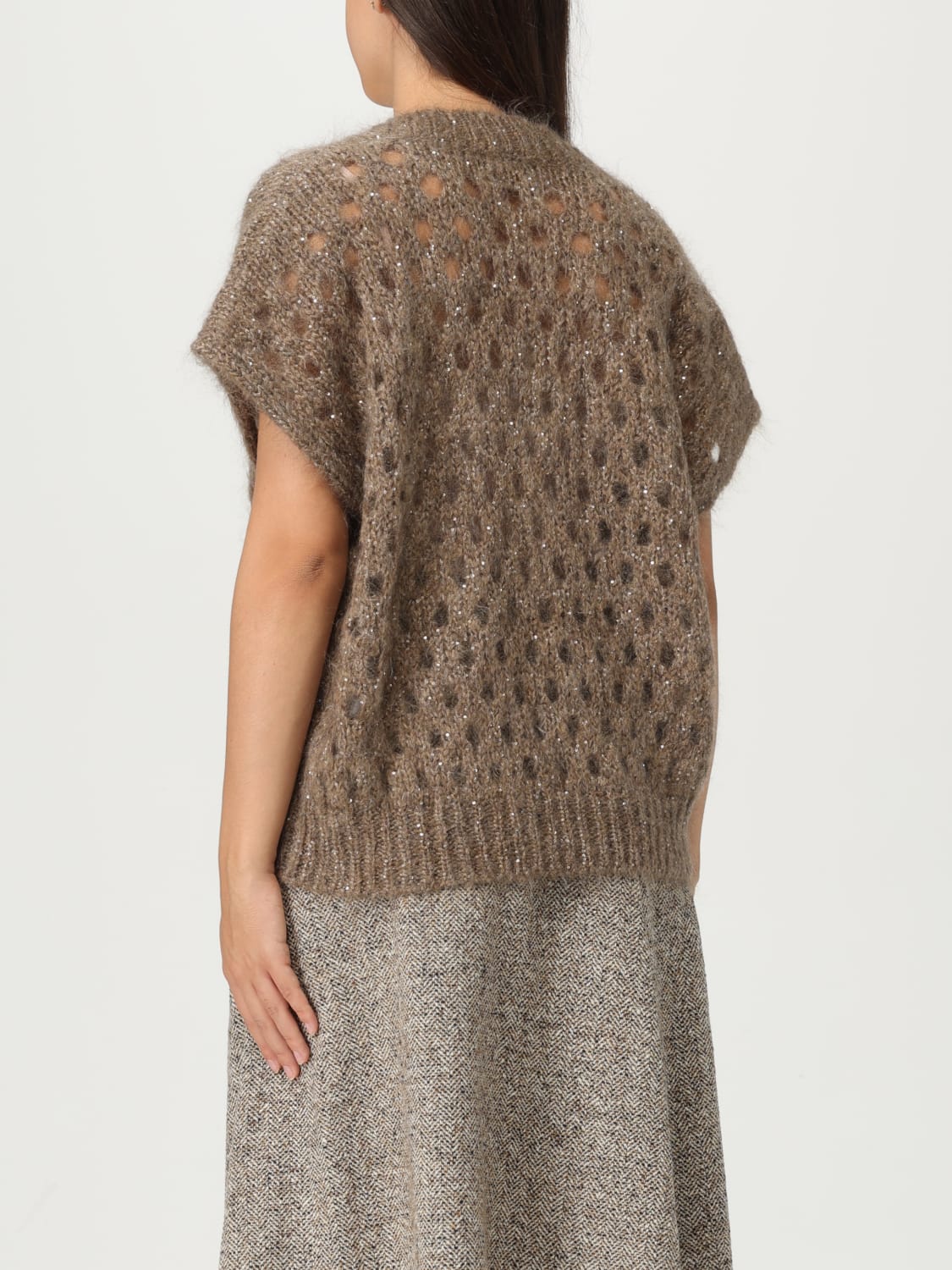 BRUNELLO CUCINELLI PULL: Pull femme Brunello Cucinelli, Beige - Img 3