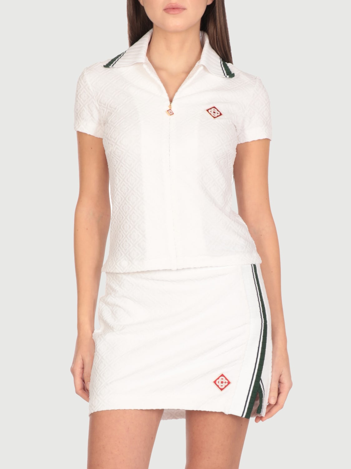 Tシャツ・カットソー CASABLANCA Woman Polo Shirt White WPS25SH135 01 CASABLANCA: Top woman - White | Casablanca polo shirt