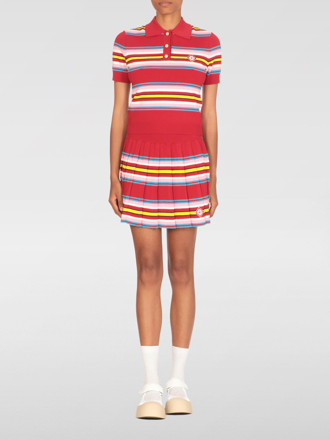 スカート CASABLANCA Woman Skirt Red WS25KW1013 01 Stripe Pleated Skirt – Casablanca