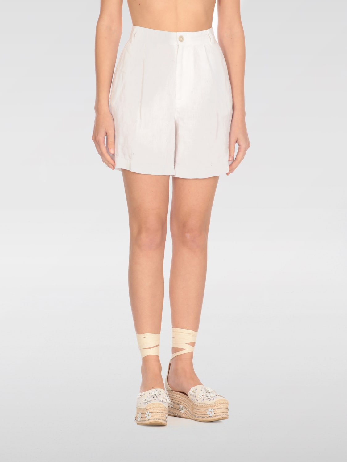 ショートパンツ 120% LINO Woman Short White 32ALBLIW29Q2000G331S00 S0050R 120% LINO: Short woman - White | 120% Lino short