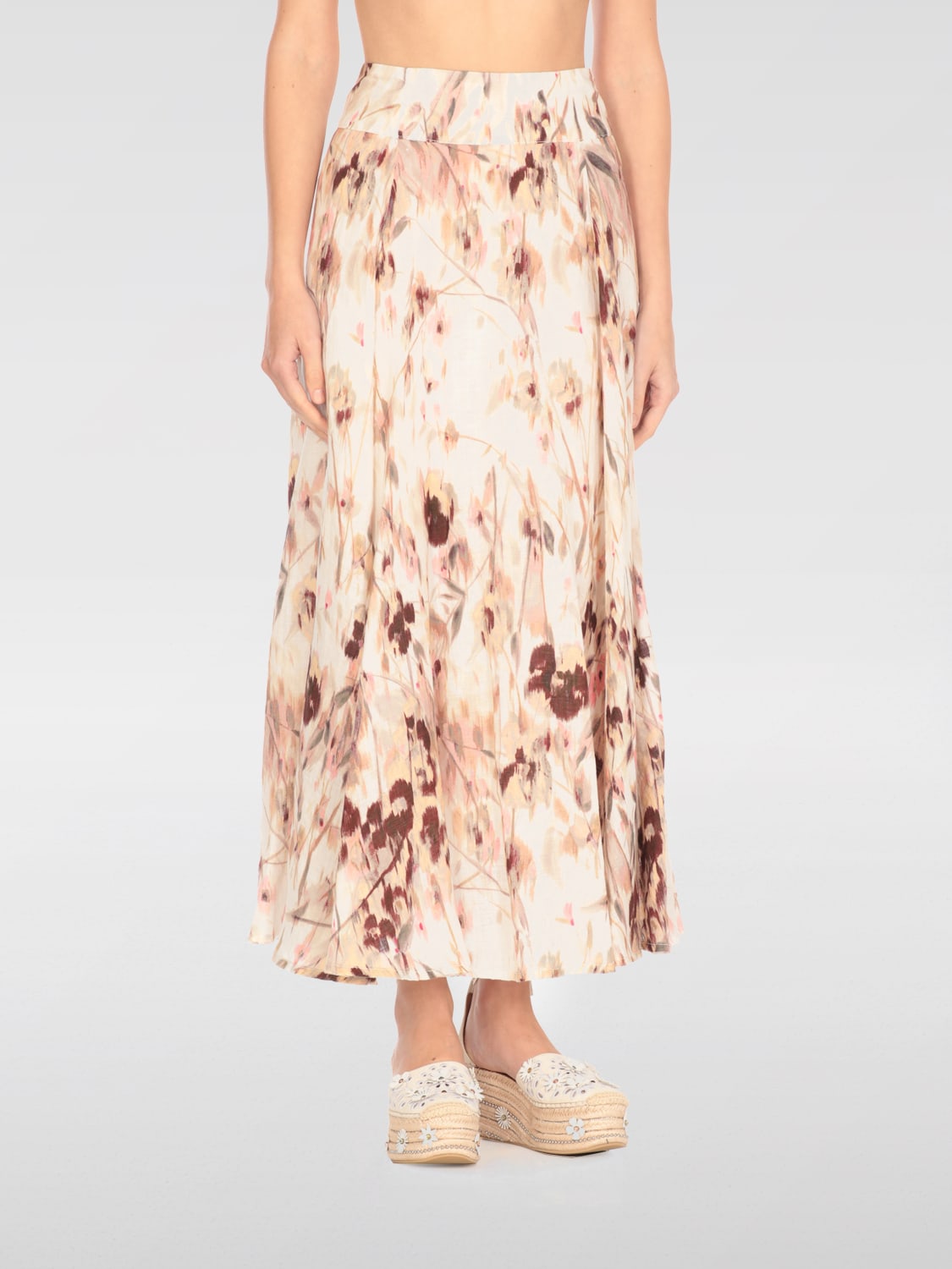スカート 120% LINO Woman Skirt White 32ALBLIW59AF000G376100 100080 120% LINO: Skirt woman - White | 120% Lino skirt