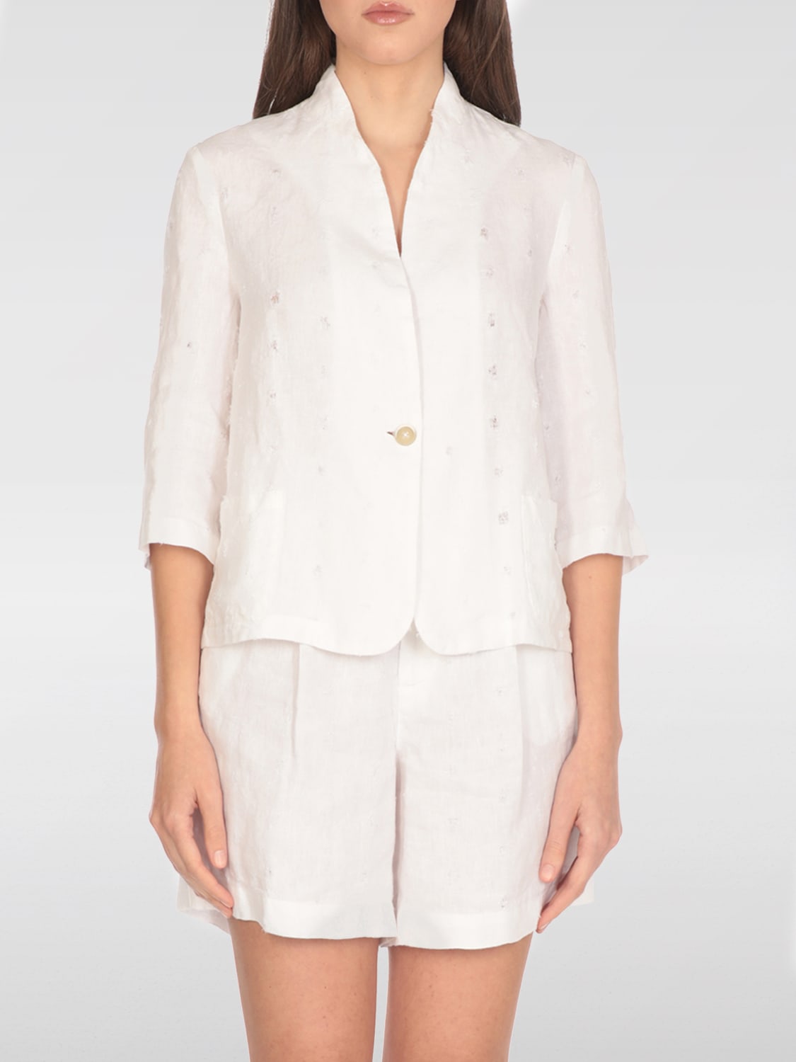 アウターその他 120% LINO Woman Blazer White 32ALBLIW89RS000G331S00 S0050R 120% LINO: Blazer woman - White | 120% Lino blazer