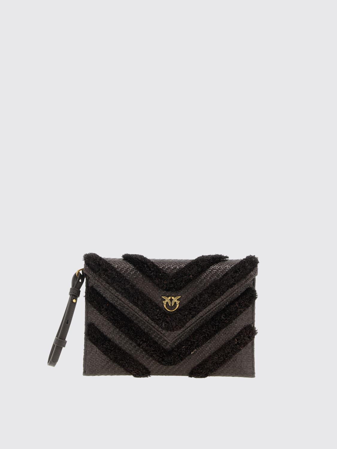 PINKO Raffia flat clutch Brown