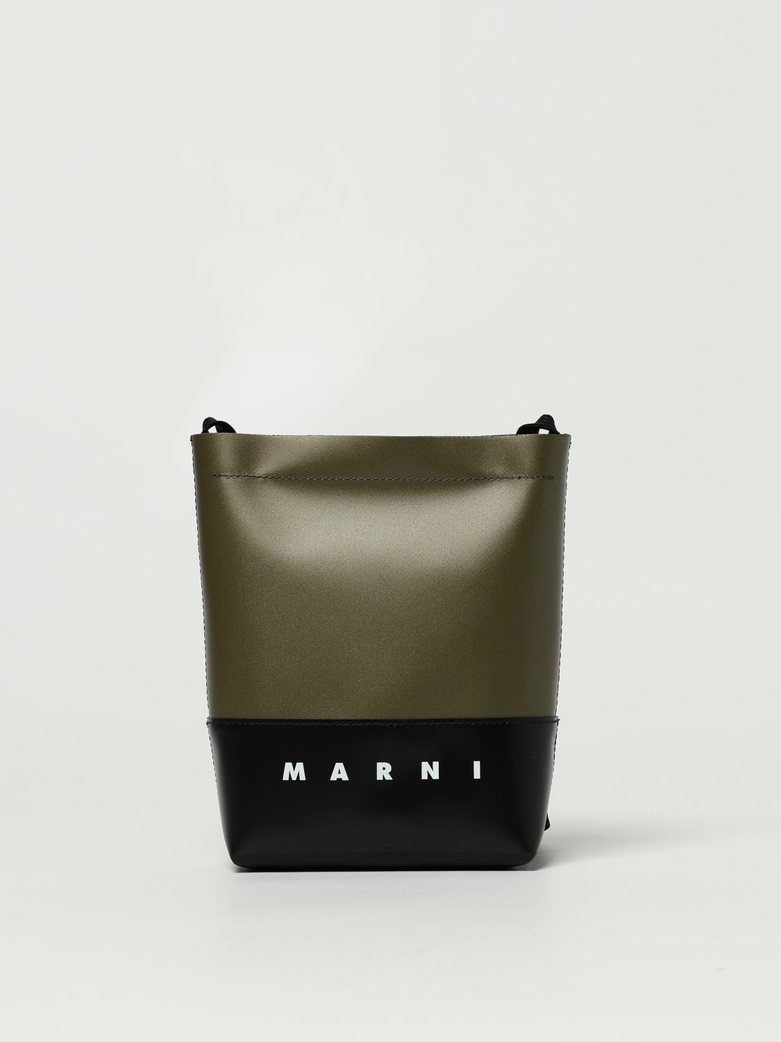 MARNI BORSA A TRACOLLA: Borsa a tracolla colorblock Marni in pelle sintetica, Verde - Img 1