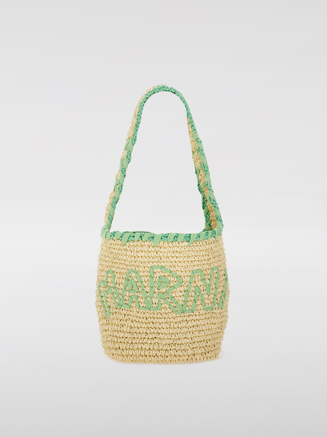 MARNI BORSA A SPALLA: Borse a spalla Nassa piccola in rafia Marni, Naturale - Img 1