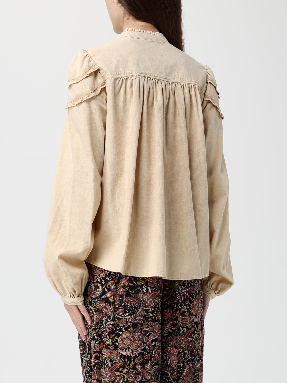 ISABEL MARANT ETOILE CAMICIA: Camicia Isabel Marant Etoile in cotone con rouches , Beige - Img 2