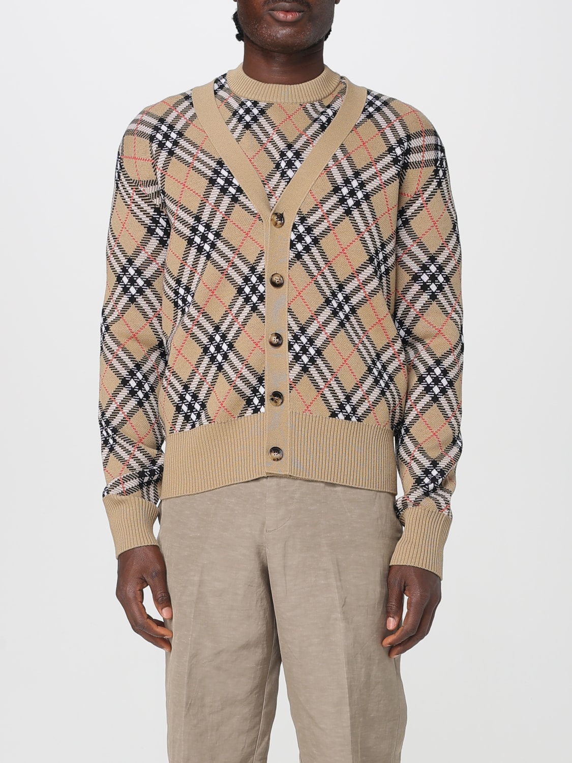 BURBERRY PULLOVER: Strickjacke herren Burberry, Sand - Img 1