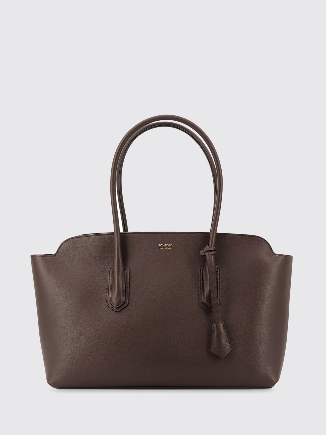 TOM FORD BORSA A SPALLA: Borsa Audrey Tom Ford in pelle di vitello a grana , Marrone - Img 1