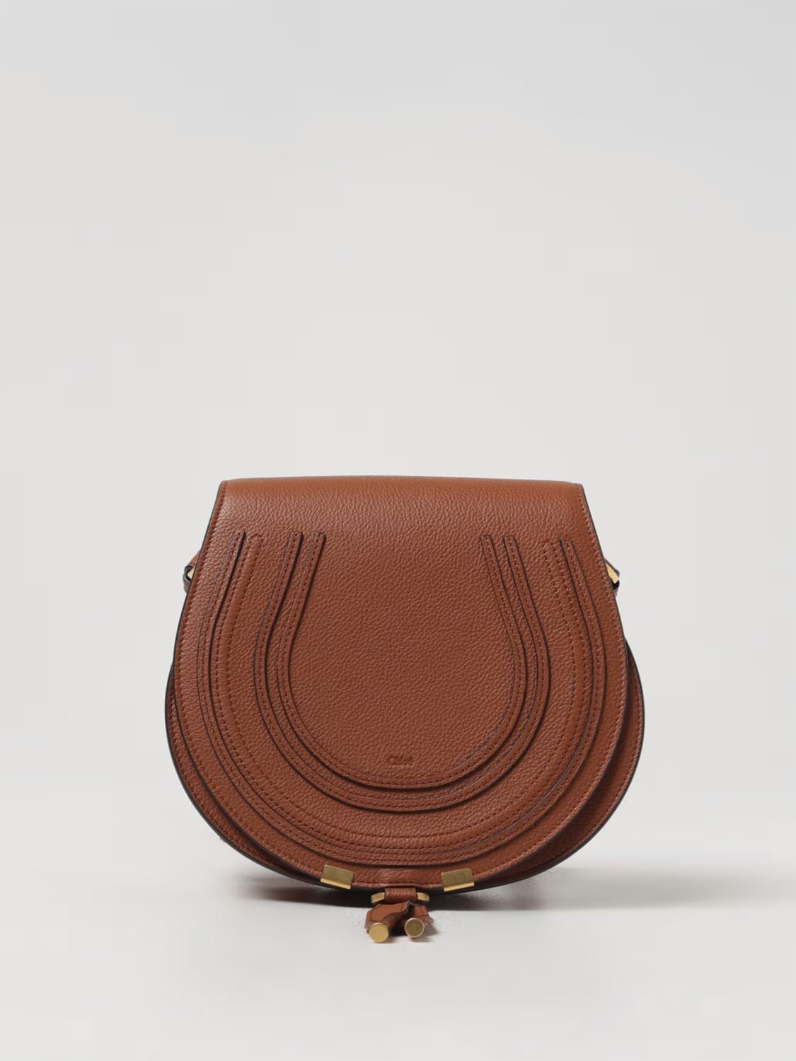 CHLOÉ BORSA MINI: Borsa Saddle Marcie Chloé in pelle a grana , Nudo - Img 1