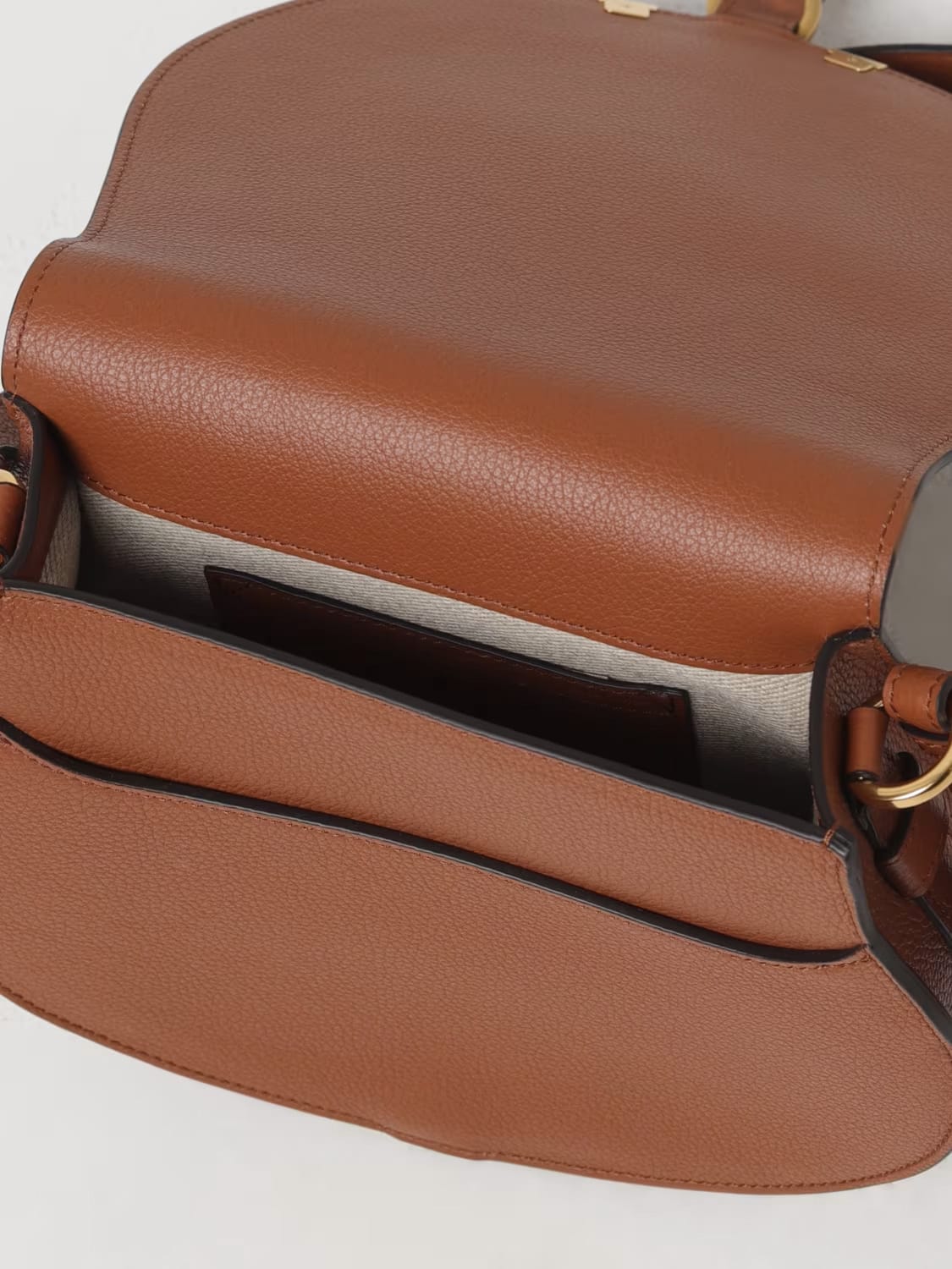 CHLOÉ BORSA MINI: Borsa Saddle Marcie Chloé in pelle a grana , Nudo - Img 5