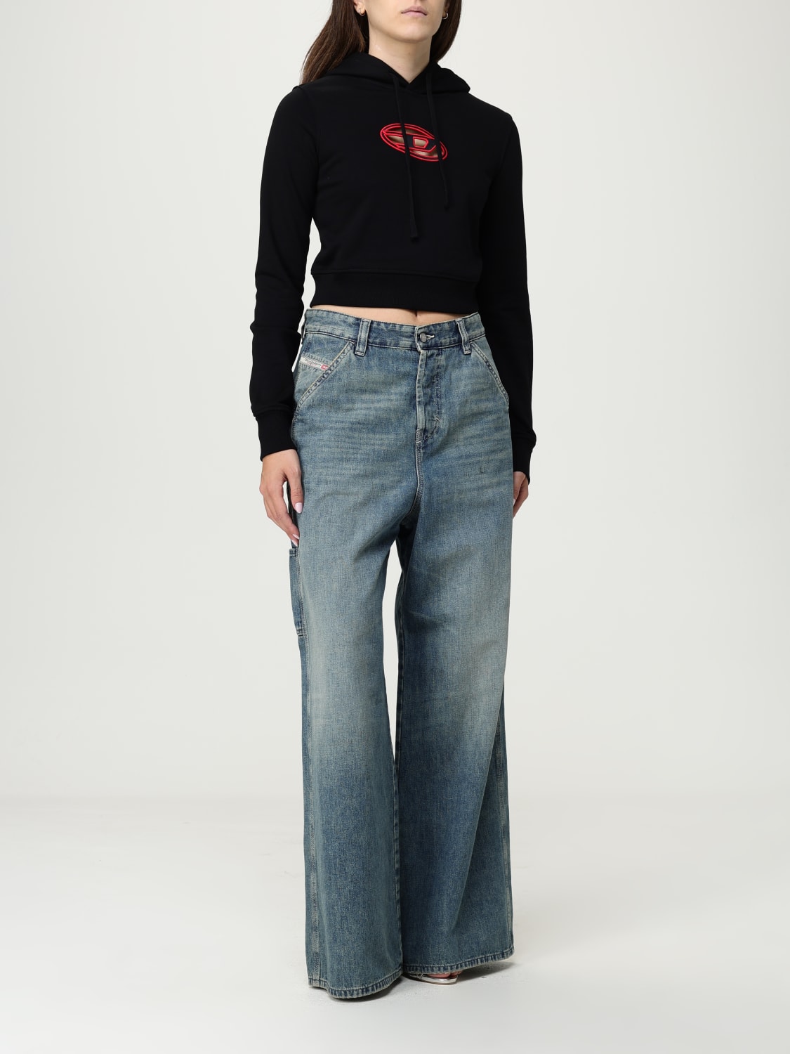 DIESEL FELPA: Felpa f-slimmy Oval D con cappuccio Diesel, Nero 1 - Img 2