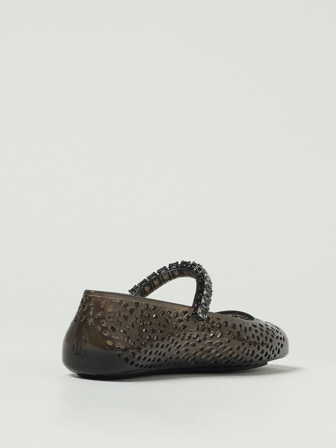 JIMMY CHOO BALLERINE: Ballerina The Jelly Jimmy Choo in gomma traforata con strass , Nero - Img 3
