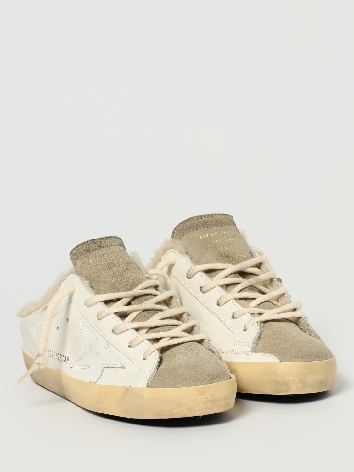 GOLDEN GOOSE SNEAKERS: Sneakers Super-Star Sabot Golden Goose in pelle used , Bianco - Img 2