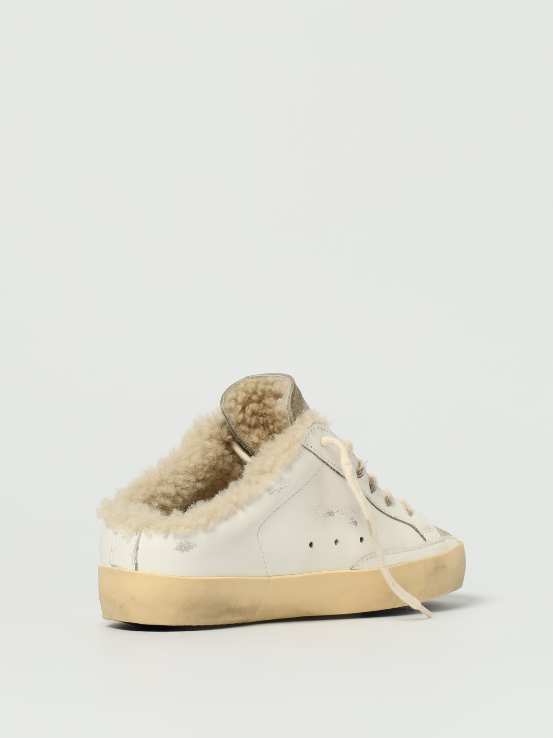 GOLDEN GOOSE SNEAKERS: Sneakers Super-Star Sabot Golden Goose in pelle used , Bianco - Img 3