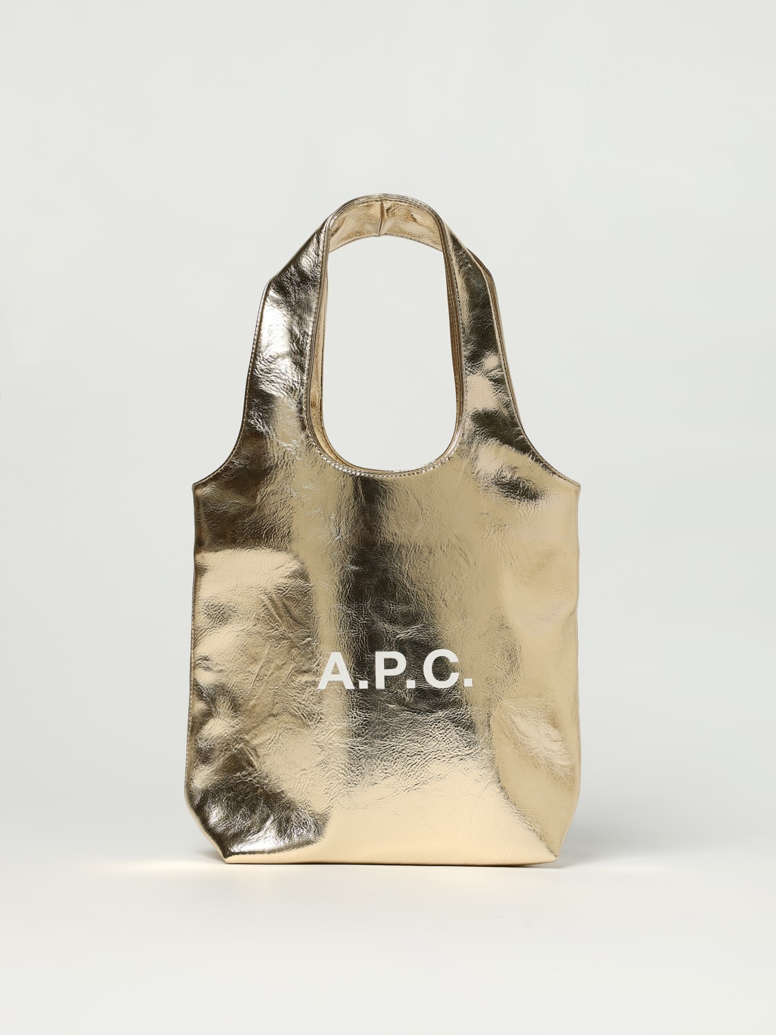 A.P.C. BORSA A MANO: Borsa Ninon A.P.C. in pelle sintetica laminata , Oro - Img 1