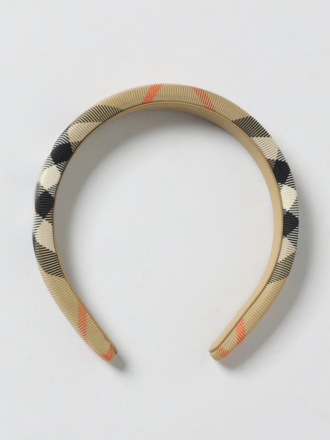 BURBERRY CERCHIETTO: Cerchietto Vintage Check Burberry in nylon riciclato , Sabbia - Img 1