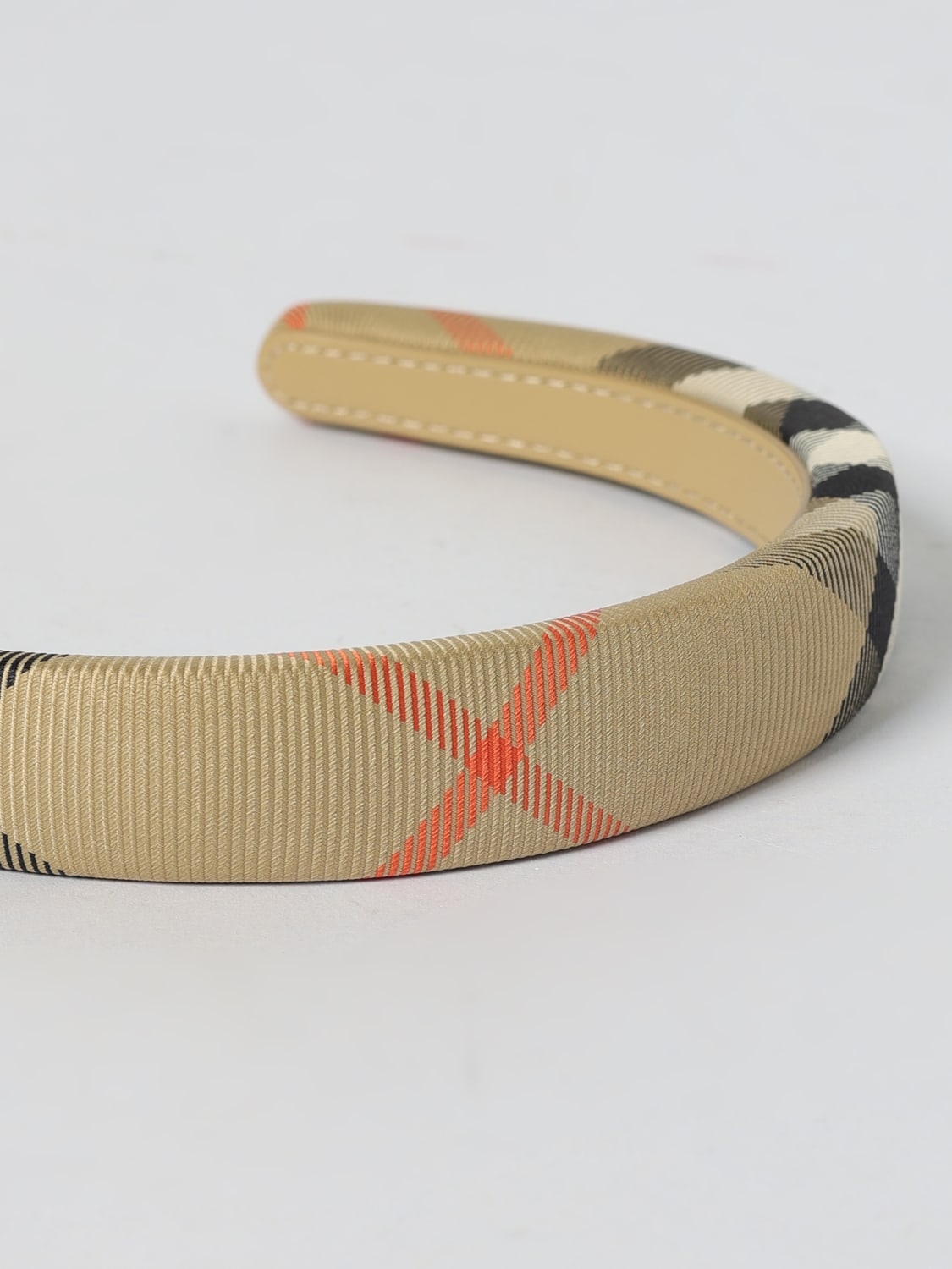 BURBERRY CERCHIETTO: Cerchietto Vintage Check Burberry in nylon riciclato , Sabbia - Img 2