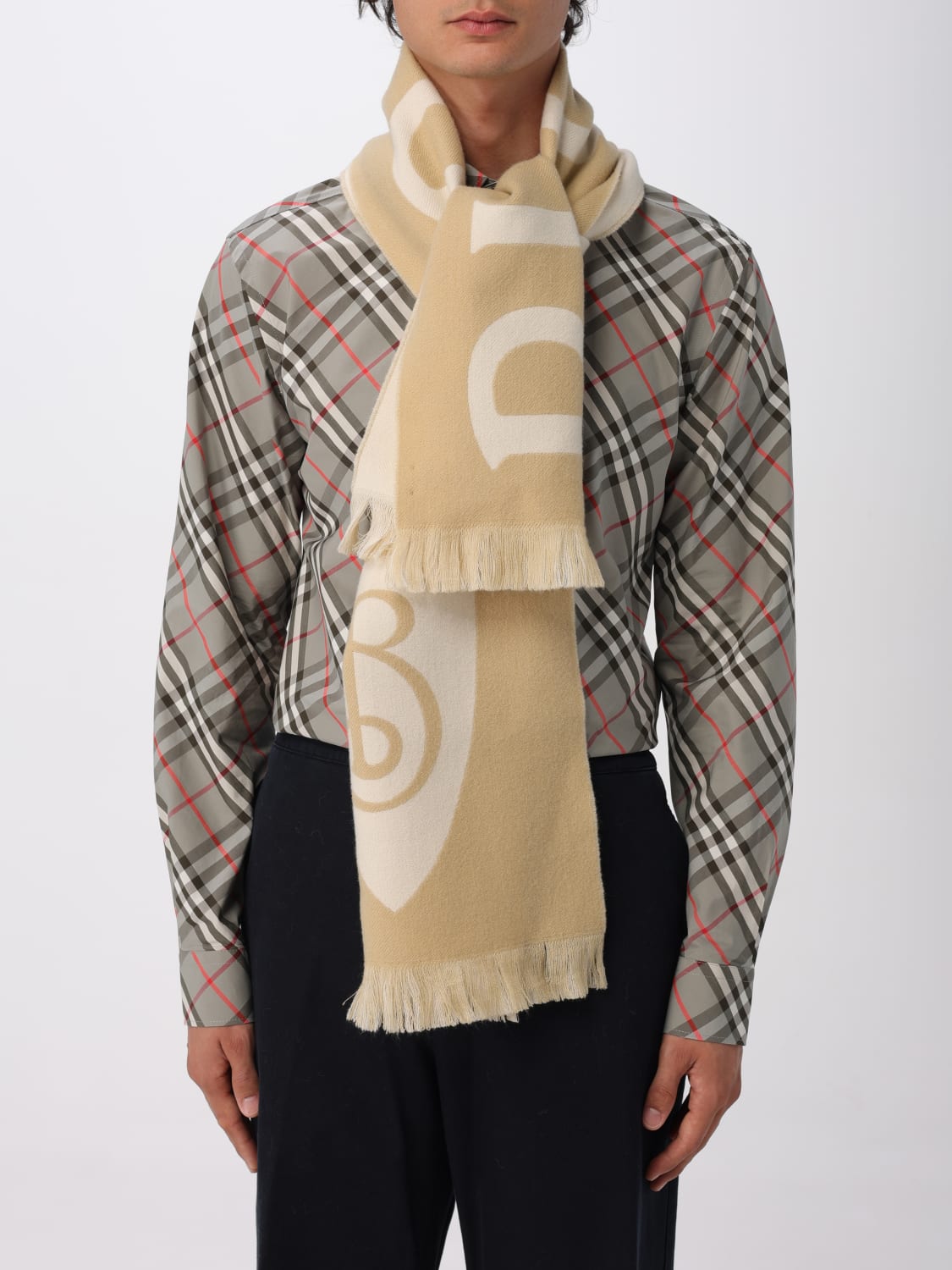 BURBERRY SCARF: Scarf men Burberry, Beige - Img 2