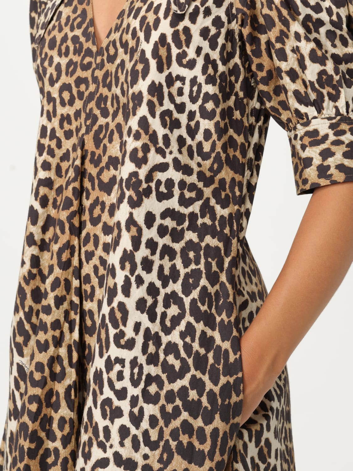 GANNI DRESS: Dress woman Ganni, Brown - Img 3