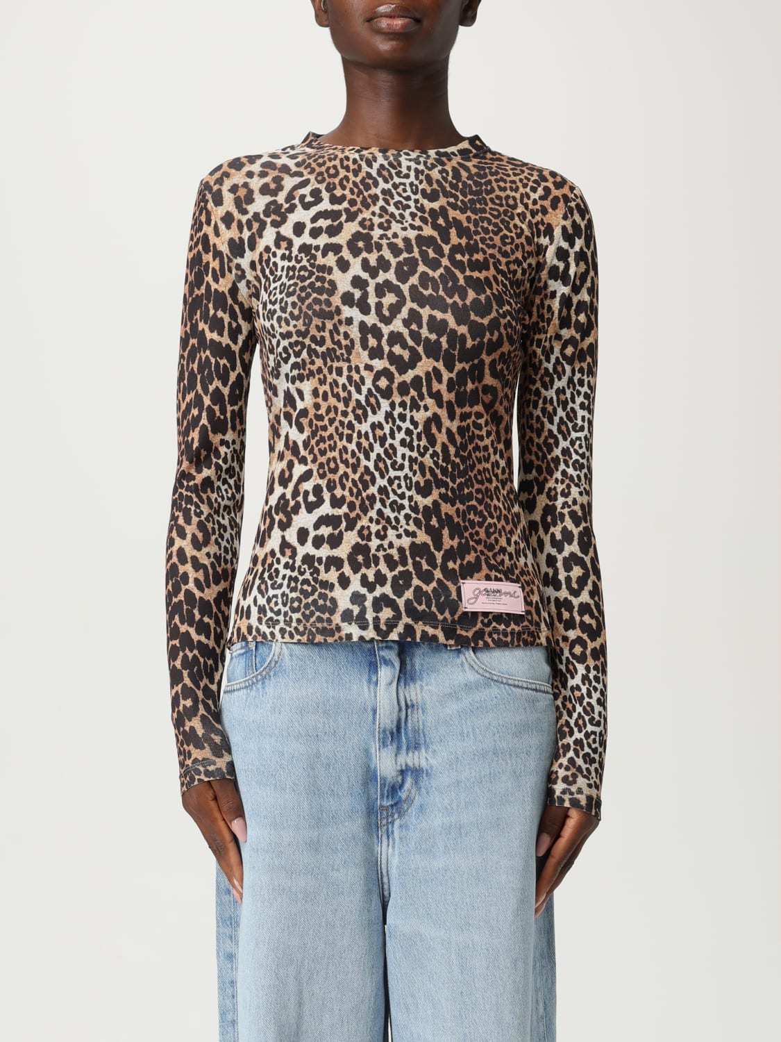 GANNI T-SHIRT: T-shirt woman Ganni, Brown - Img 1